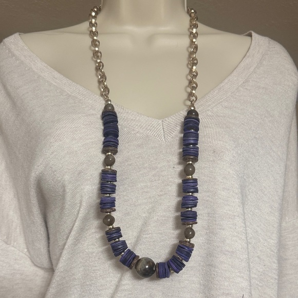 Chico’s Boho Purple Beaded Statement Necklace (BR1010/2) - Picture 3 of 9